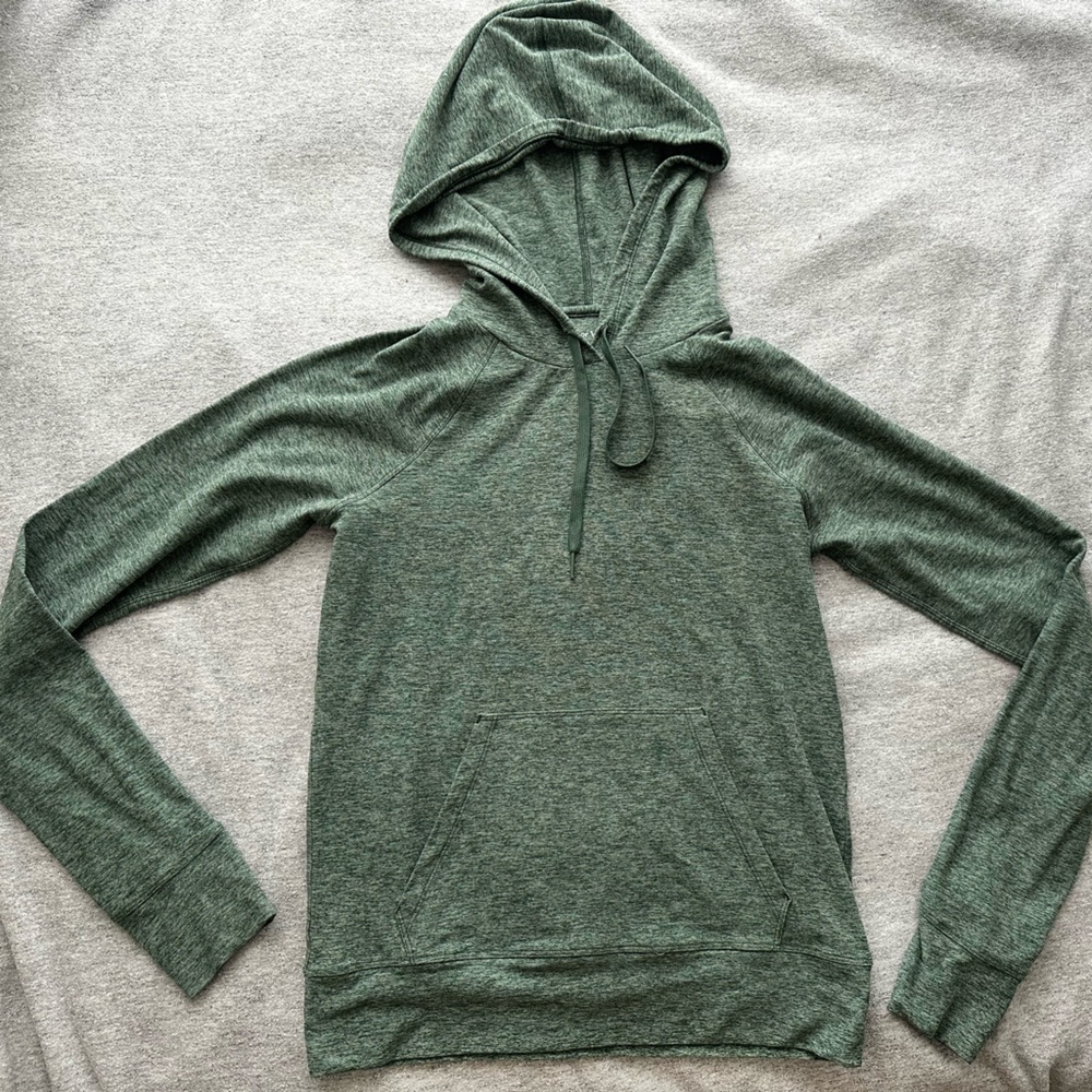Outdoor Voices Cloud Knit Hoodie in Forest Green